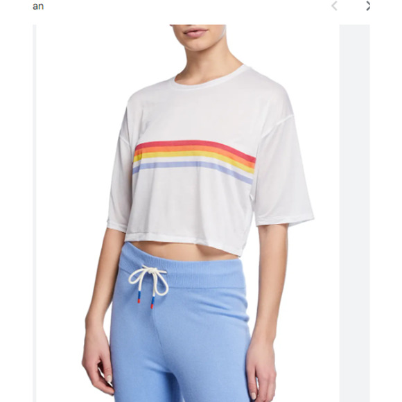 NWT Spiritual Gangster Retro Active Sessions Striped Cropped Tee Size Medium - Picture 1 of 7
